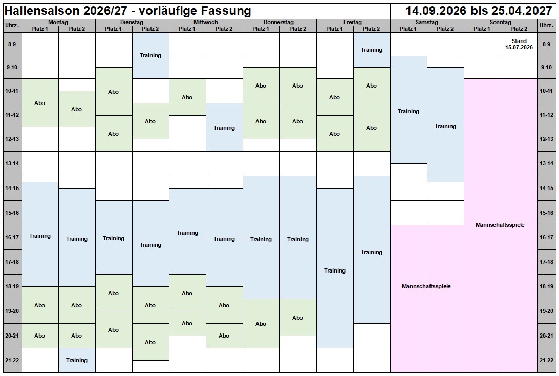 Hallenbelegung 2026/27